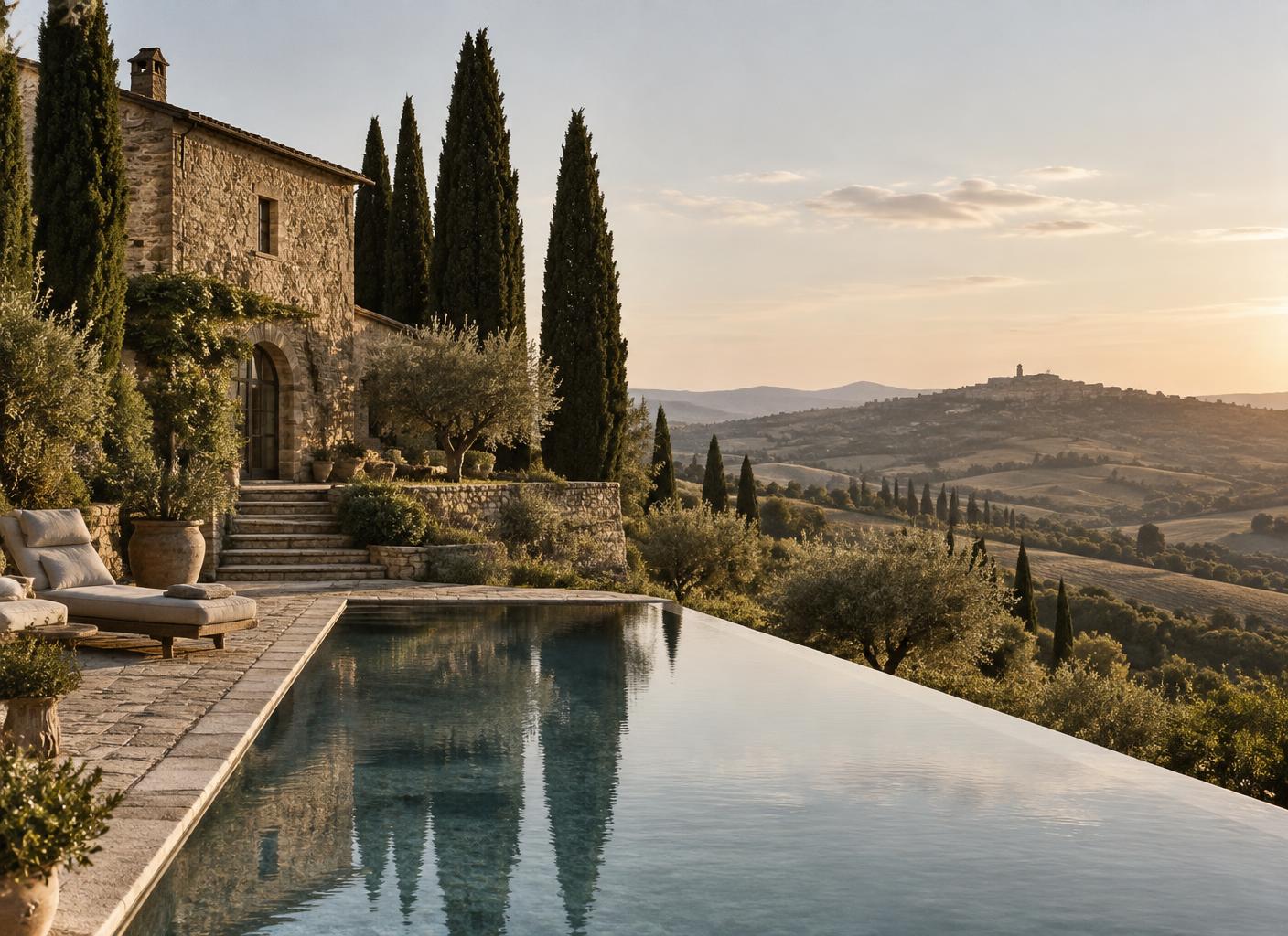 A private villa overlooking the Val d'Orcia